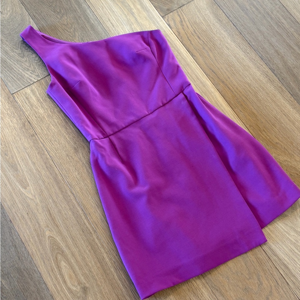 French Connection Whisper One Shoulder Mini Dress Size 0 Magenta A-Line